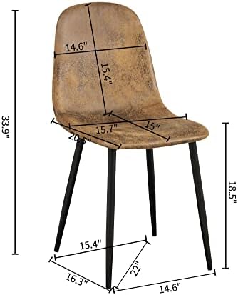 ריהוט מודרני אמצע המאה זמש מרופד מטבח אוכל כיסא סט של 4, גידמת פנאי מבטא כיסא עם שחור מתכת רגליים שטח