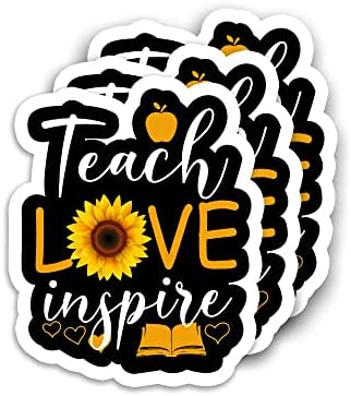 Milleyz Teach Love Inspire מדבקה, מורה למדבקות חמניות מתנות למורים, מדבקות לבקבוקי מים מחשב נייד מארז