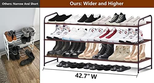 AODA 3 מתלה נעל ארוך שכבה לאחסון מארגן נעליים רחב, 28 כיסים גדולים על מארגן הנעליים של הדלת, צרור 2