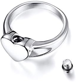 Beydodo אפר טבעת לנשים פלדת אל חלד שריפת לב כד טבעת יקיריהם אפר בגודל 6-9 טבעות מותאמות אישית חרוט