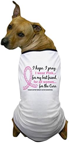 Cafepress Hope התפלל ללבוש סרטן שד ורוד כלב חולצת טריקו כלב, בגדי לחיות מחמד, תחפושת כלבים מצחיקה