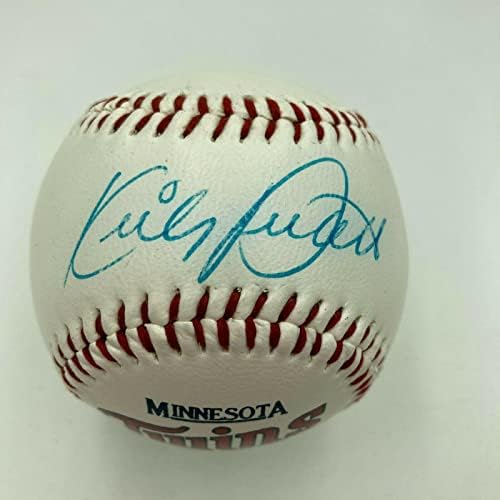 קירבי פאקט חתמה על חתימה על חתימה של מינסוטה תאומים לוגו בייסבול JSA מדבקת - כדורי בייסבול חתימה