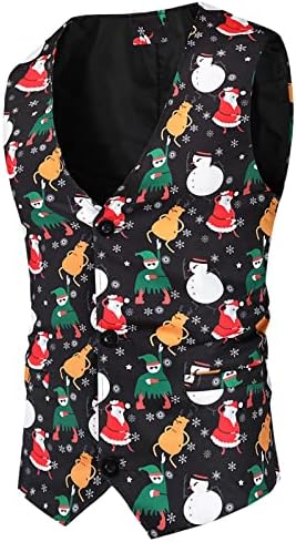 Wocachi 2PCS חליפות חג מולד לגברים, חג המולד סנטה קלאוס שלג איש הדפס יחיד מכנסיים חניכים חוטים מכנסיים