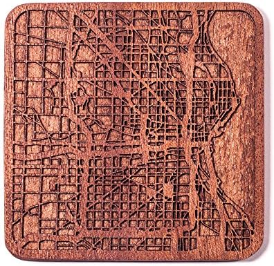 רכבת מפות Firenze מאת O3 Studio Design, חתיכה אחת, רכבת עץ של Sapele עם מפת עיר, מרובה עיר אופציונלית,