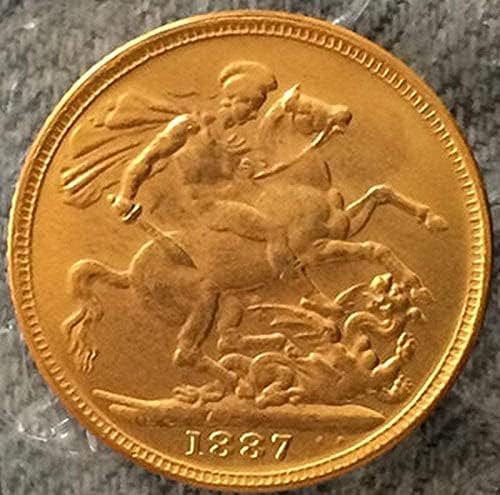 1887 מטבע בריטי טהור נחושת טהורה מצופה זהב מטבע עתיק אוסף Community Collection Collection Collection