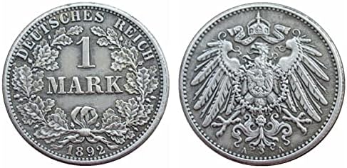 גרמנית 1 מארק 1892 ADEFGJ העתק זר מטבע זיכרון מצופה כסף