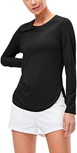 נשים UPF 50+ שרוול ארוך UV אימון חולצות פריחה שומר מהיר חולצת טריקו יבש מהיר יוגה צמרות יוגה רופפות