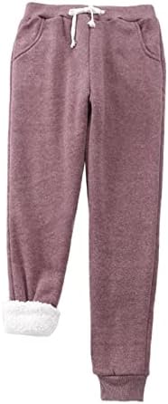 מכנסי טרנינג מזדמנים לנשים חורפים חותלות חמות צבע אחיד לשמור על חום פלוס מכנסי מכנסיים ארוכים קטיפה