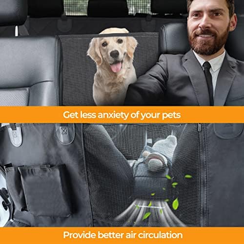 כיסוי מושב לרכב לכלבים דלוקס פשוט למושב אחורי, ערסל לרכב לכלבים עמיד למים עם חלון רשת, מגן מושב חסין