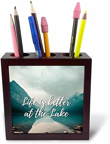 3תמונת ורדים של אגם עם טקסט חיים טובה יותר באגם-מחזיקי עט אריחים