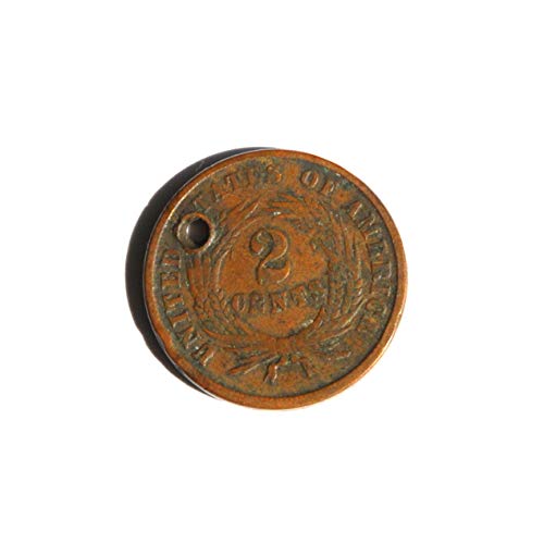 1865 המאה ה -19 ארצות הברית של אמריקן 2 סנט מטבע מגן איחוד פרטים טובים מאוד