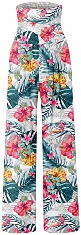 מכנסיים לנשים, אלגנטיות ברגליים רחבות המותניים במותניים פרחים מכנסיים עם כיסים
