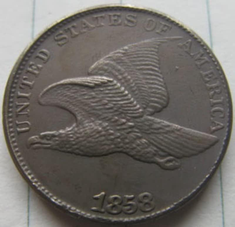 1858 מילה כפולה אמריקאית סנט מטבע פליז מטבעות עתיקות מטבעות זיכרון זרות