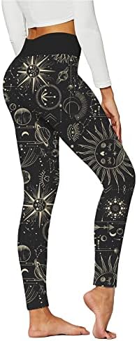 מכנסי יוגה חמים של Duowei לנשים חורפי יוגה מודפסים של נשים חותלות חותלות מותניים גבוהות מכנסיים מכנסי