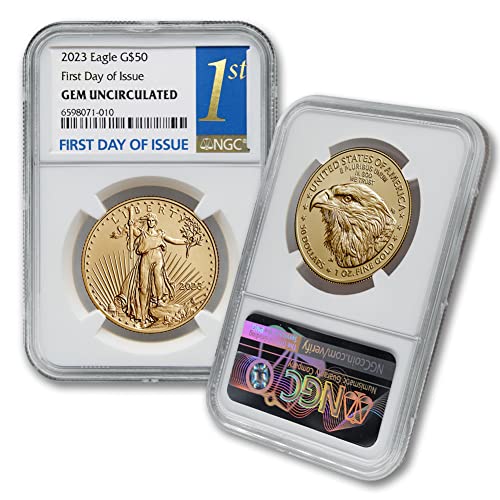 2023 אין סימן מנטה 1 OZ אמריקאי נשר מטבע מטבע זהב מטבע פנינה ללא סירוגין 50 $ מוכר Gemunc